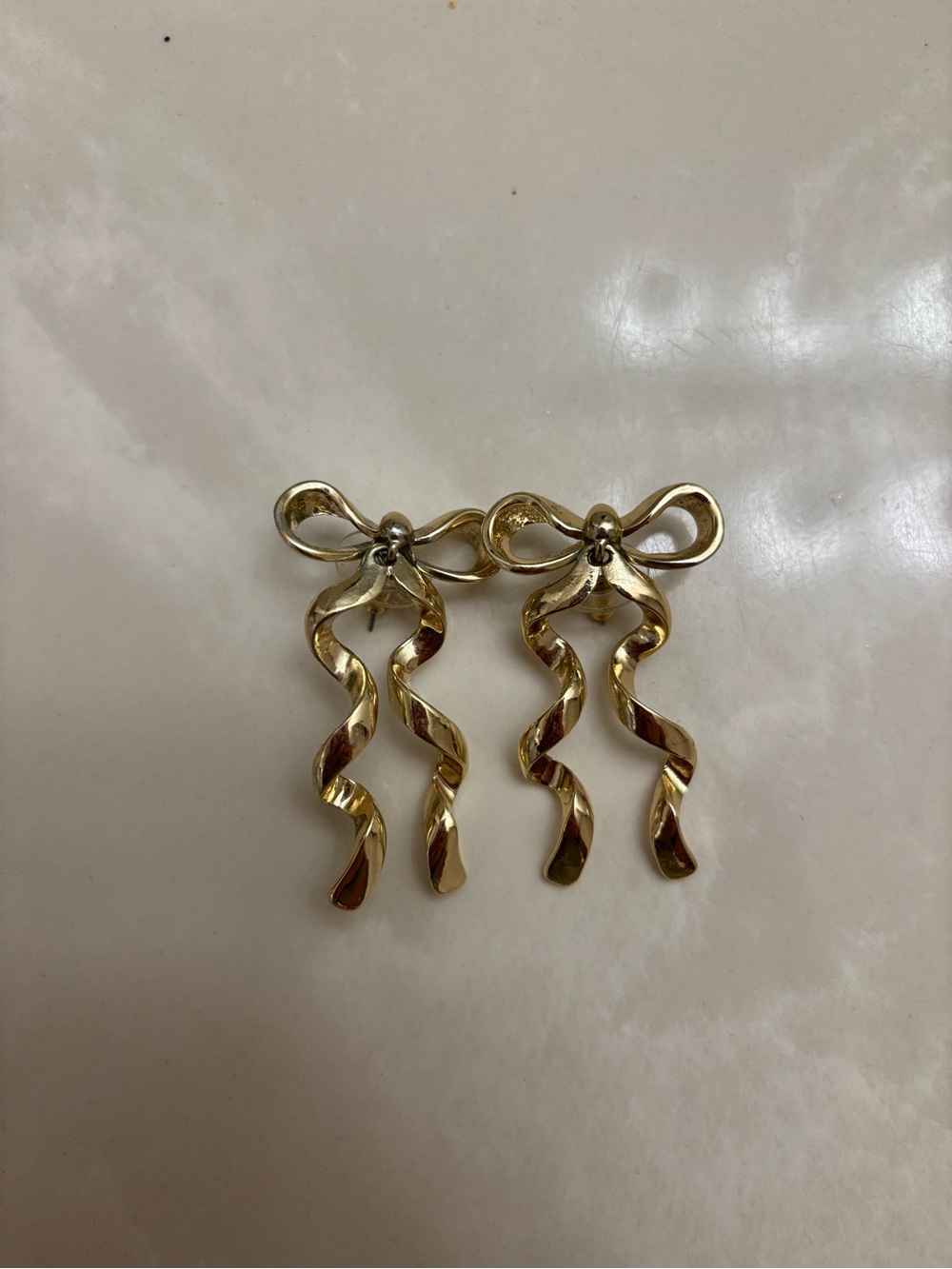Altar'd State Gold Bow Twist Drop Earrings